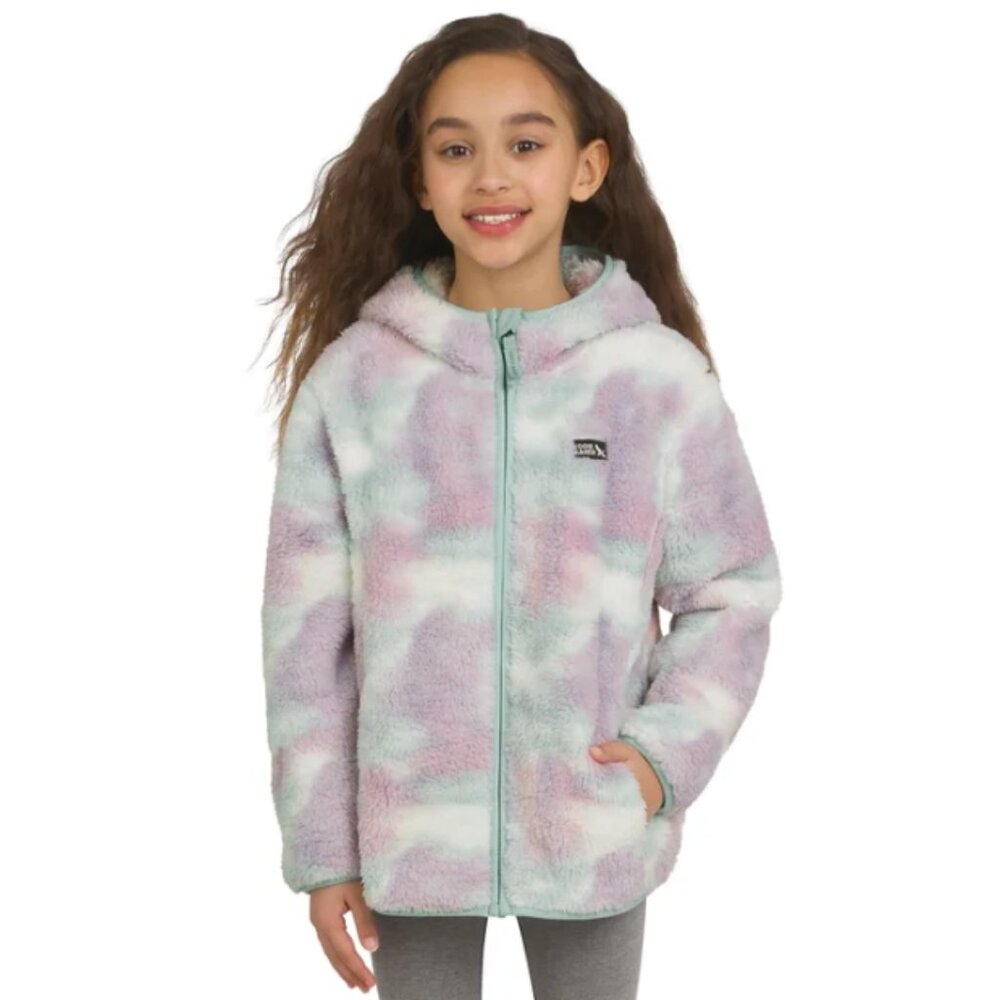 NWT Eddie Bauer Youth Plush Zip Up Purple Bluegreen Swirl Hoodie Size Medium